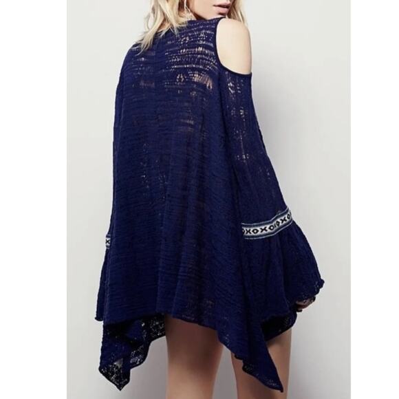 Free People Love Flowers Tunic Dress Small Asymmetrical Boho Lagenlook Crochet - Picture 11 of 15